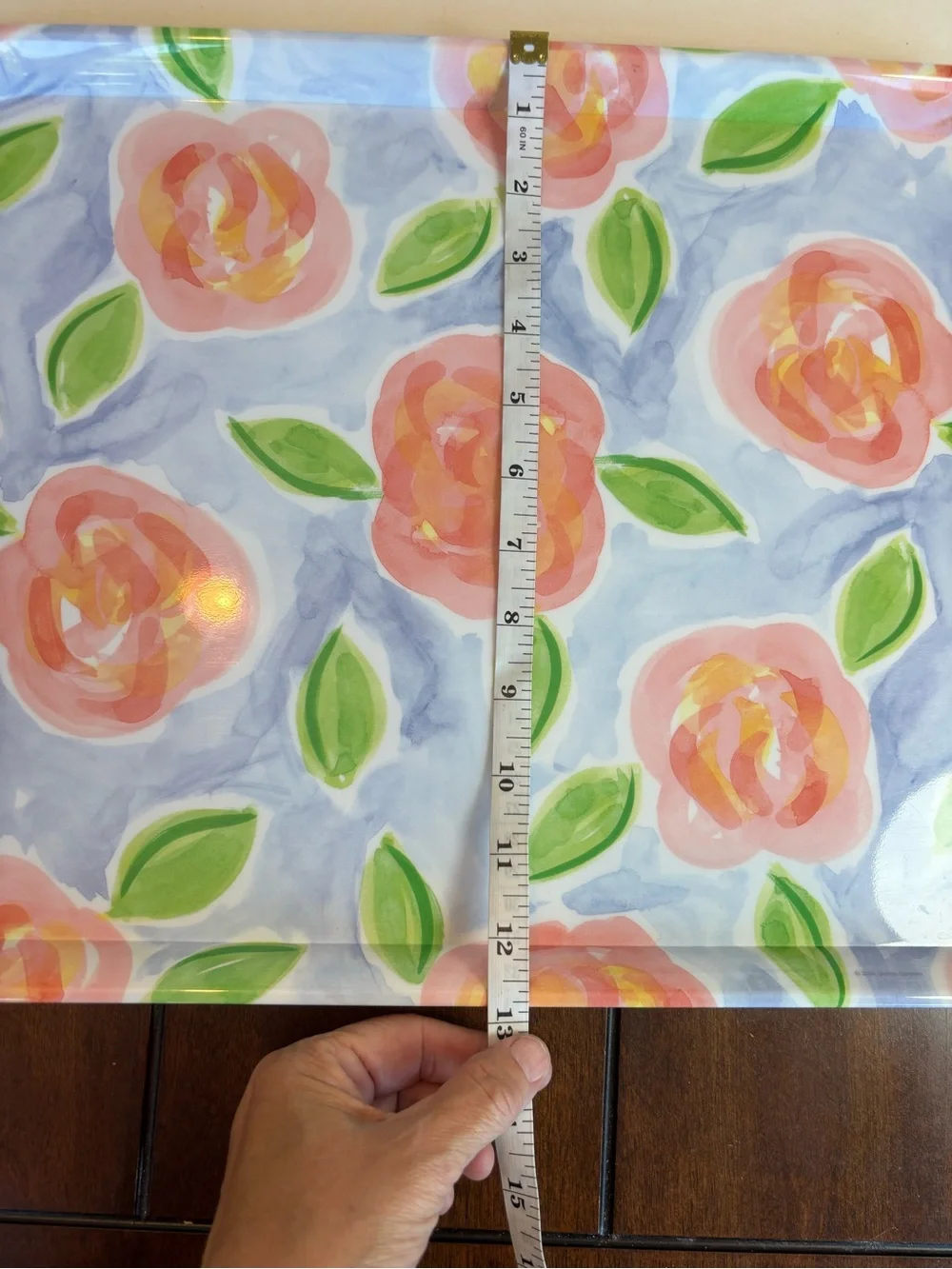 FIVE! Zak Designs Floral Melamine Serving Trays Pink Roses 19” x 13”